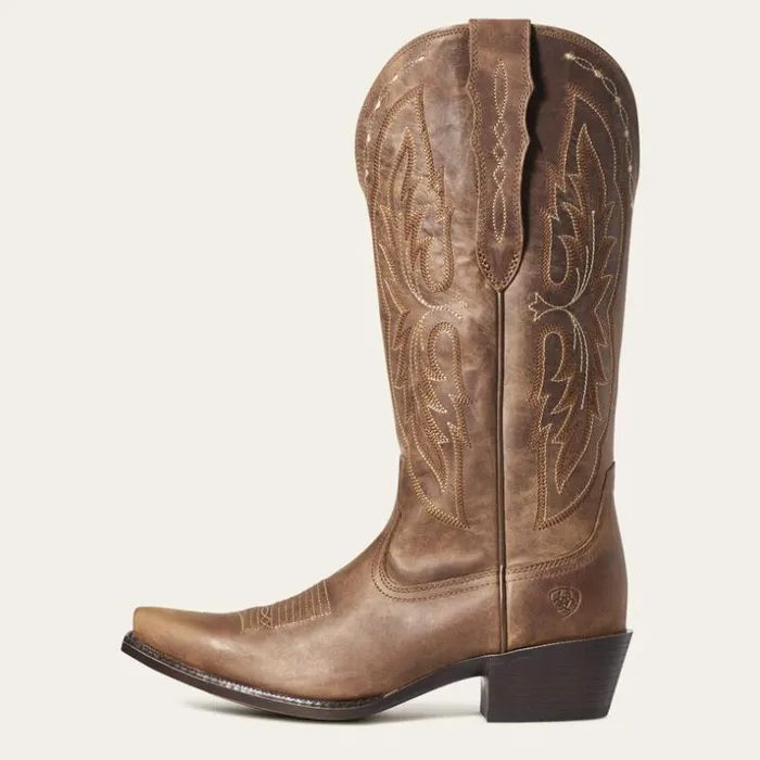 Western Boots Women Ariat Heritage X Toe Elastic Wide Calf Western Boot Distressed Brown