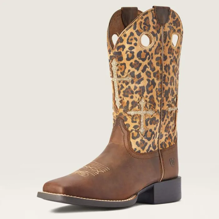 Western Boots Women Ariat Round Up Crossroads Western Boot Distressed Tan