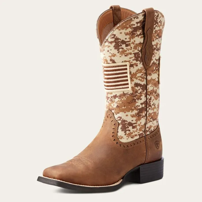 Western Boots Women Ariat Round Up Patriot Western Boot Distressed Brown
