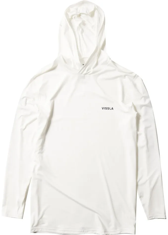 Wetsuit Tops and Lycra Men Vissla Twisted Eco Hooded Long Sleeve Lycra Rash Guard White Wetsuit Tops and Lycra Men Vissla Twisted Eco Hooded Long Sleeve Lycra Rash Guard White