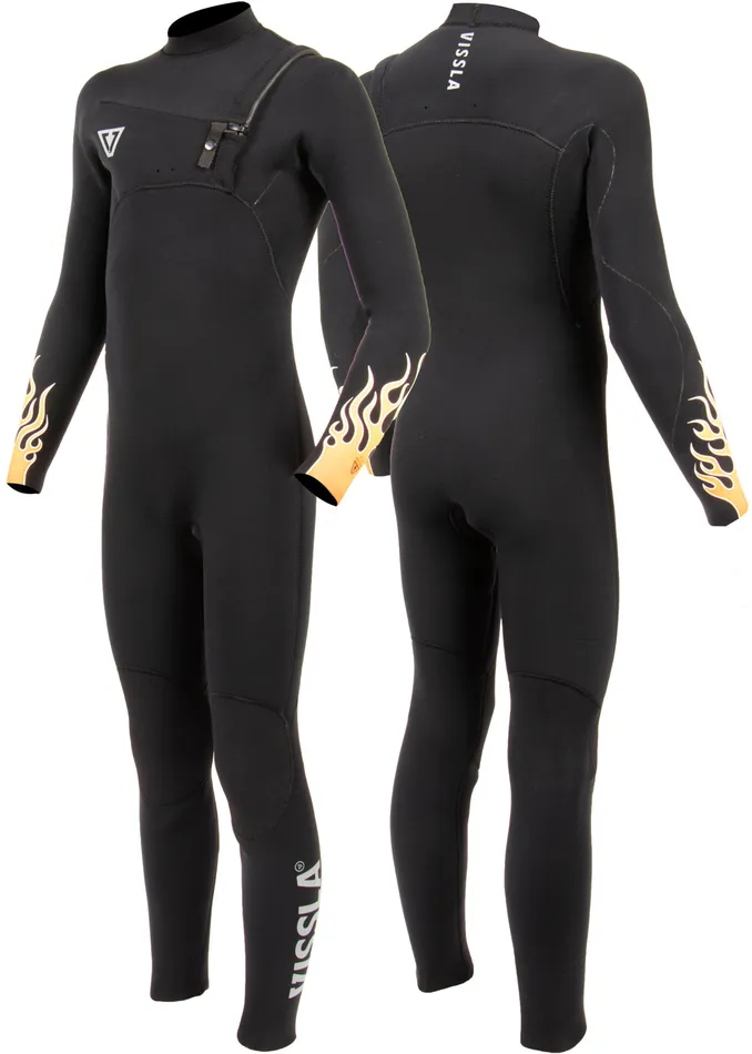 Wetsuits Vissla Youth High Seas Boys Fire 32 Full Chest Zip Wetsuit Black Wetsuits Vissla Youth High Seas Boys Fire 32 Full Chest Zip Wetsuit Black