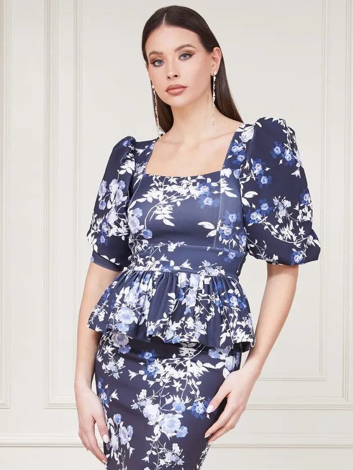 Women Alexis Petal Pose Top Petal Pose Indigo Tops GUESS