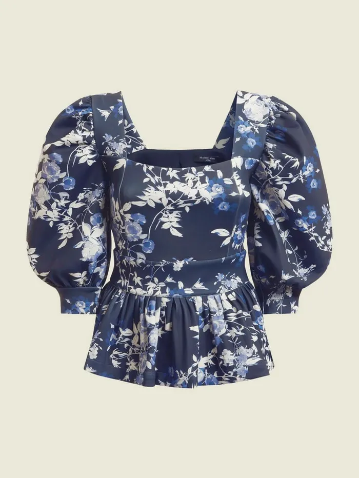 Women Alexis Petal Pose Top Petal Pose Indigo Tops GUESS Women Alexis Petal Pose Top Petal Pose Indigo Tops GUESS