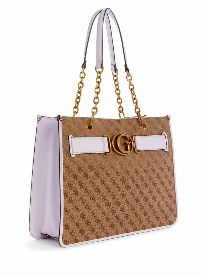 Women Aviana Tote LatteLilac Handbags GUESS Women Aviana Tote LatteLilac Handbags GUESS