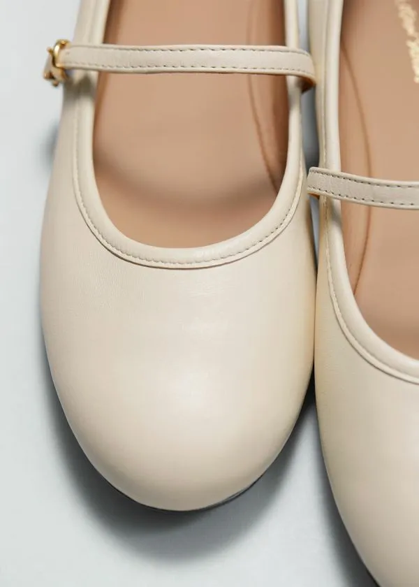 Women Ballerinas and Other Stories Mary Jane Leather Ballerina Flats Cream