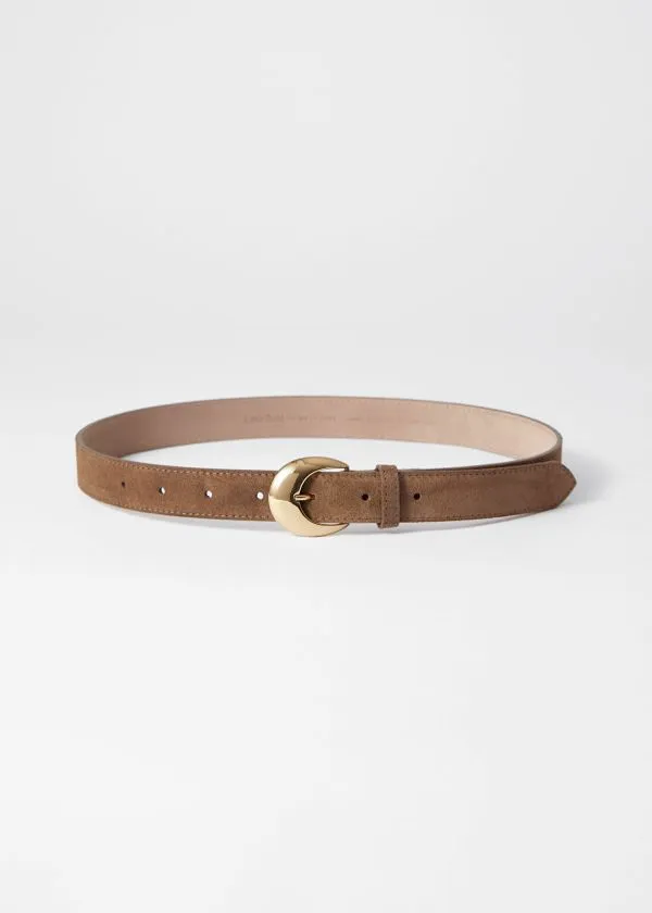 Women Belts and Other Stories CrescentBuckle Leather Belt Brown