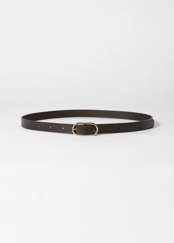 Women Belts and Other Stories Slim Leather Belt Brown