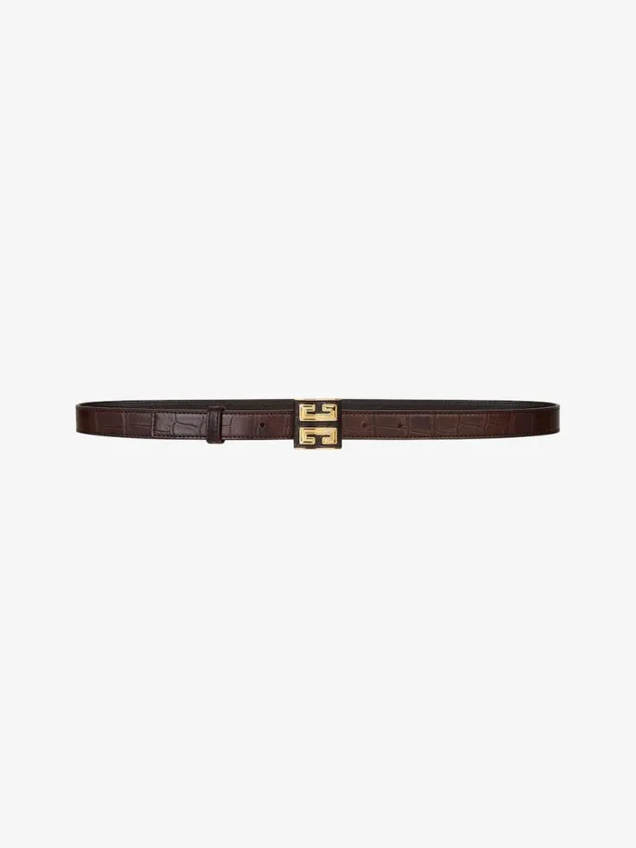 Women Belts Givenchy 4G Belt In Crocodile Effect Leather Walnut Brown