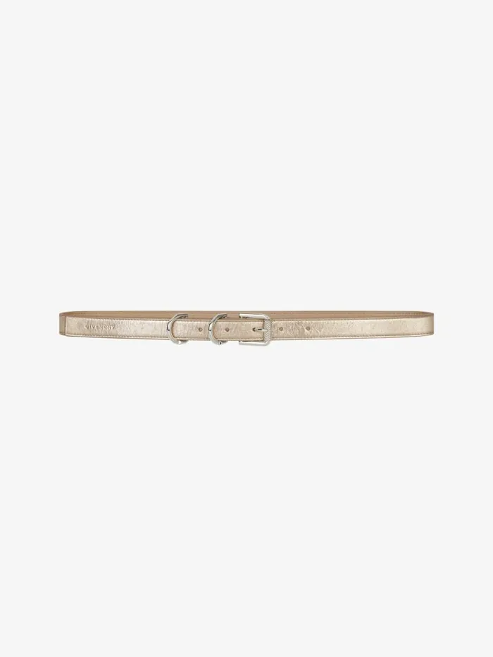 Women Belts Givenchy Voyou Belt In Laminated Leather Dusty Golden