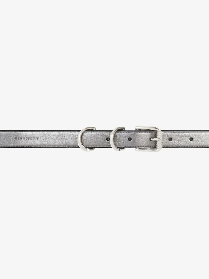 Women Belts Givenchy Voyou Belt In Laminated Leather Silvery Grey