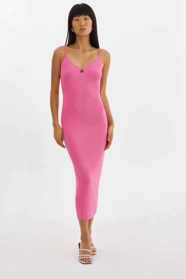 Women BETTINA Rib Knit Dress Super Pink LAMARQUE Dresses