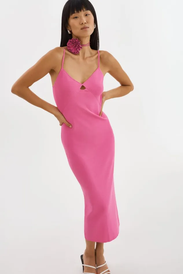 Women BETTINA Rib Knit Dress Super Pink LAMARQUE Dresses Women BETTINA Rib Knit Dress Super Pink LAMARQUE Dresses