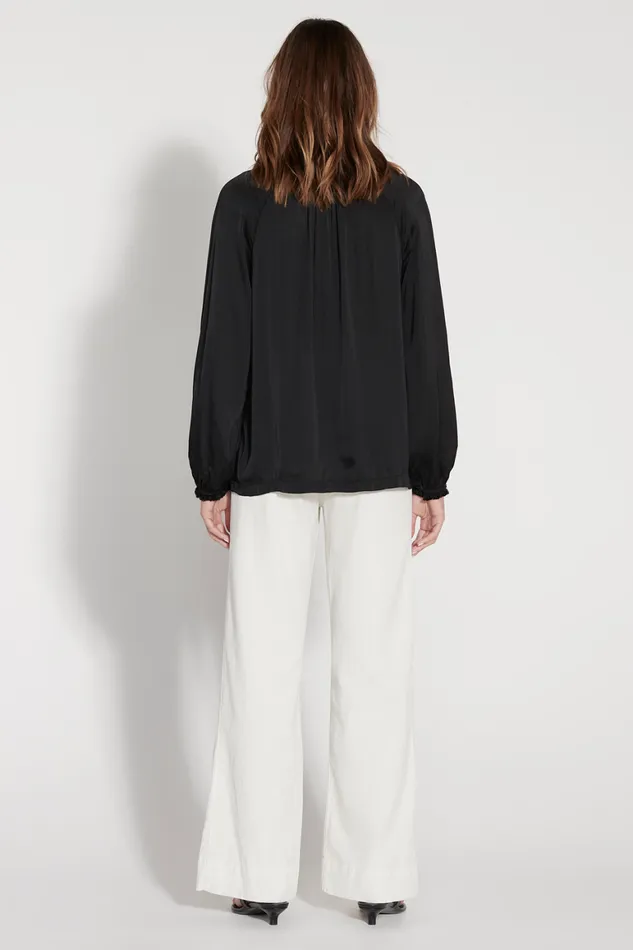 Women Black Victorian Ruffle Blouse Raquel Allegra Tops