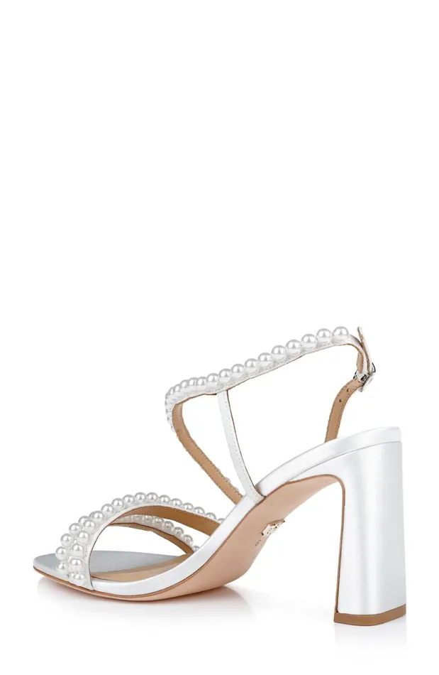 Women Block Heels Badgley Mischka Amora Pearl Strap Block Heels Black