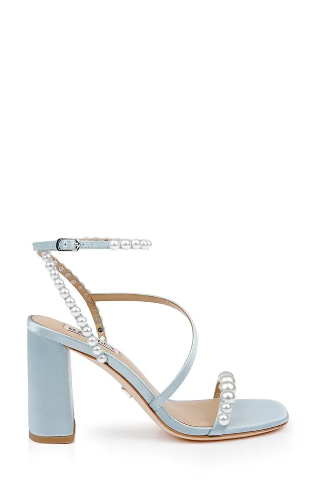 Women Block Heels Badgley Mischka Jordyn Strappy Block Heel Sandals Mist Blue