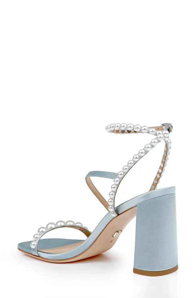 Women Block Heels Badgley Mischka Jordyn Strappy Block Heel Sandals Mist Blue