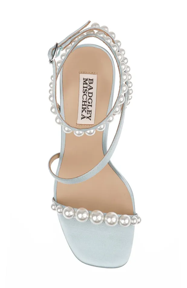 Women Block Heels Badgley Mischka Jordyn Strappy Block Heel Sandals Mist Blue