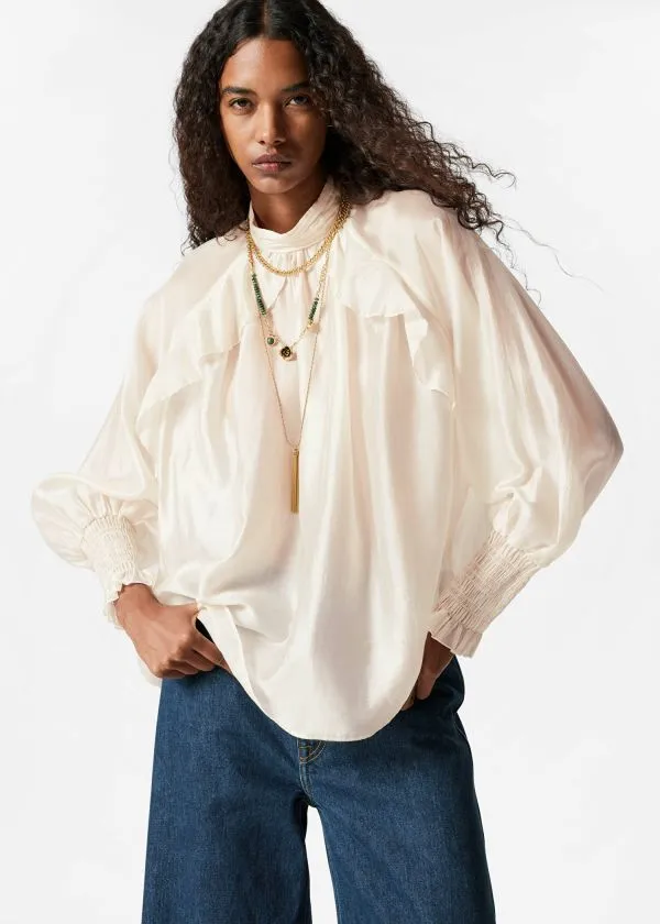 Women Blouses and Shirts and Other Stories Frilled Blouse Cream