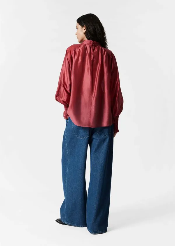 Women Blouses and Shirts and Other Stories Frilled Blouse Dark Red