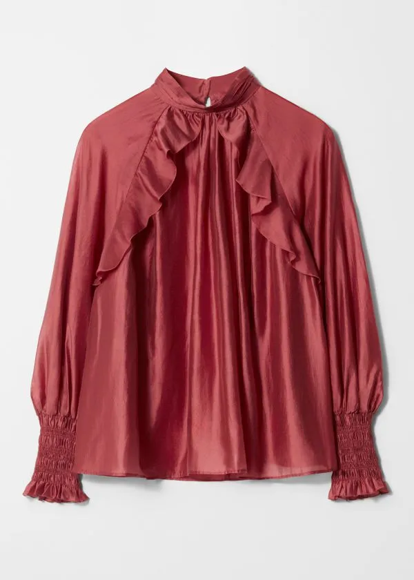 Women Blouses and Shirts and Other Stories Frilled Blouse Dark Red