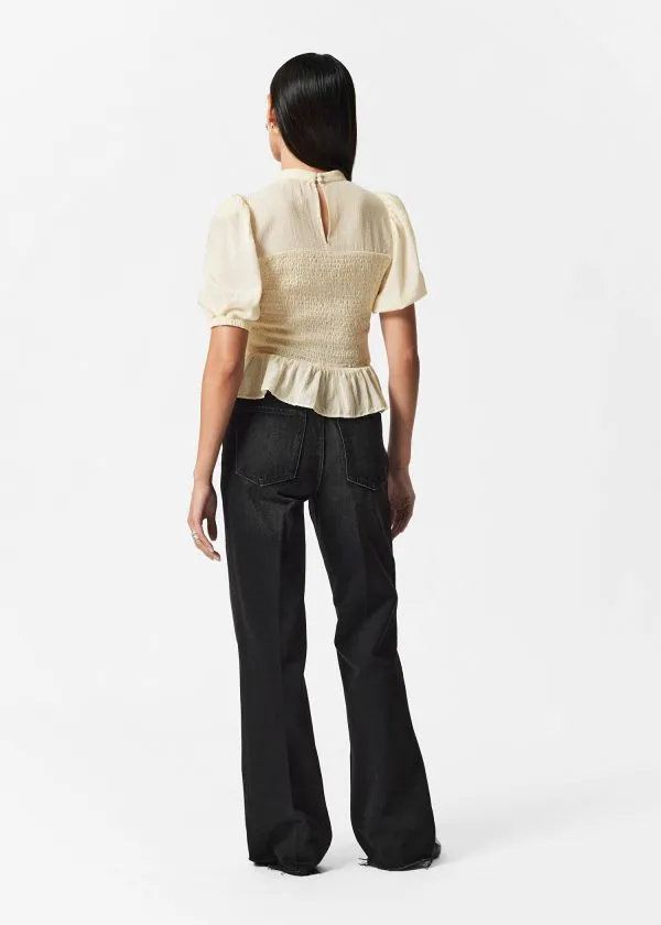Women Blouses and Shirts and Other Stories Smocked Peplum Blouse Cream