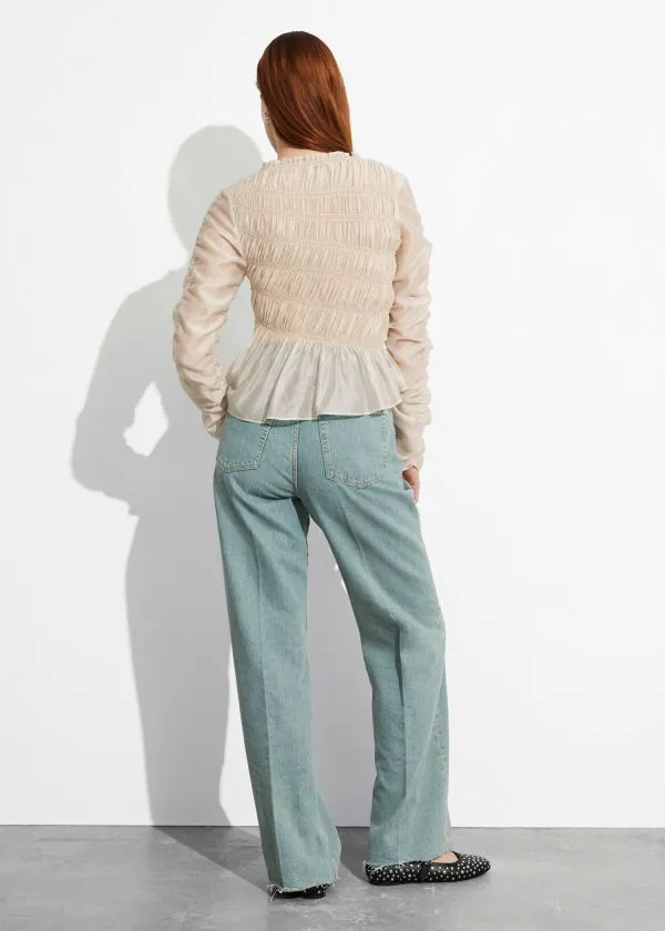 Women Blouses and Shirts and Other Stories Smocked Top Beige