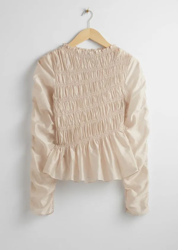 Women Blouses and Shirts and Other Stories Smocked Top Beige