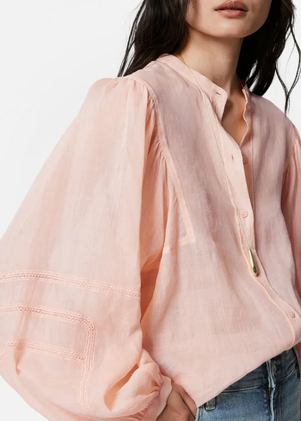 Women Blouses and Shirts and Other Stories Voluminous Sleeve Blouse Peach