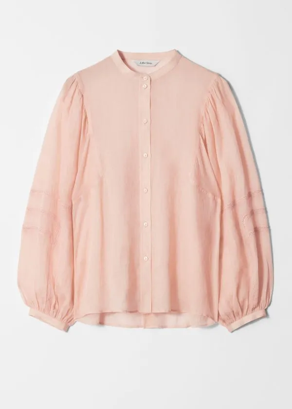 Women Blouses and Shirts and Other Stories Voluminous Sleeve Blouse Peach