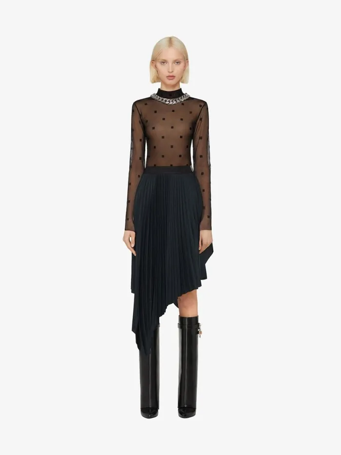 Women Bodysuits and Underwear Givenchy Bodysuit In 4G Tulle Black