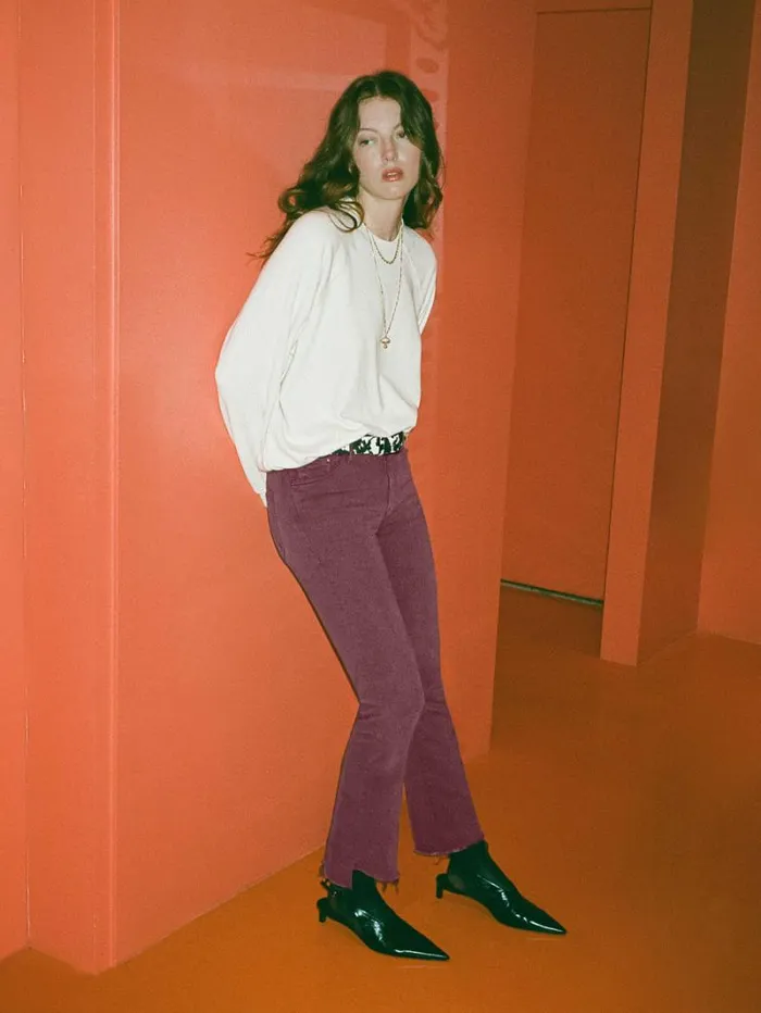 Women Bootcut Mother Denim The Insider Crop Step Fray Mauve Wine Women Bootcut Mother Denim The Insider Crop Step Fray Mauve Wine