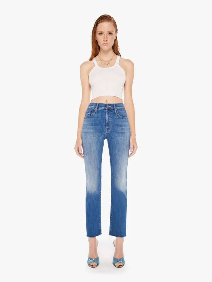 Women Bootcut Mother Denim The Insider Flood Fray Wash We Got The Beat