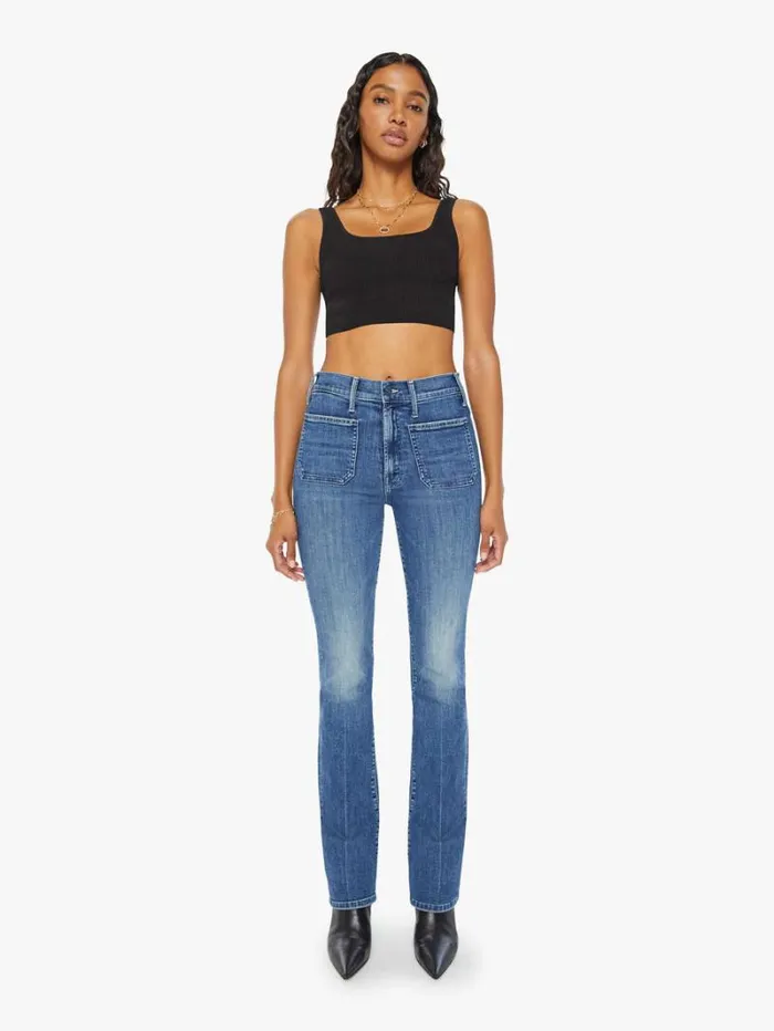 Women Bootcut Mother Denim The Patch Pocket Insider Sneak Wash Caving In