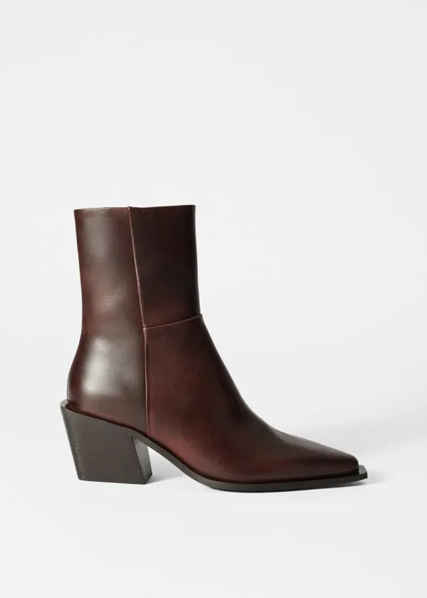 Women Boots and Other Stories Sleek Leather Cowboy Boots Brown