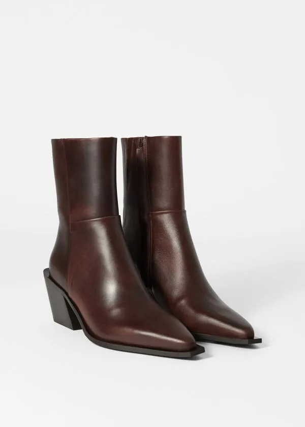 Women Boots and Other Stories Sleek Leather Cowboy Boots Brown