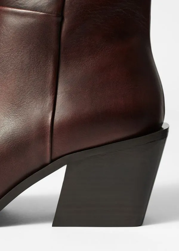 Women Boots and Other Stories Sleek Leather Cowboy Boots Brown