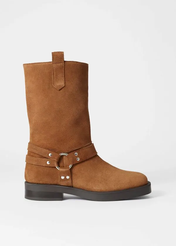 Women Boots and Other Stories Suede Biker Boots Brown