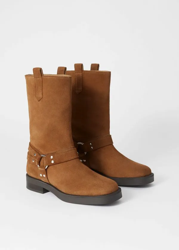 Women Boots and Other Stories Suede Biker Boots Brown