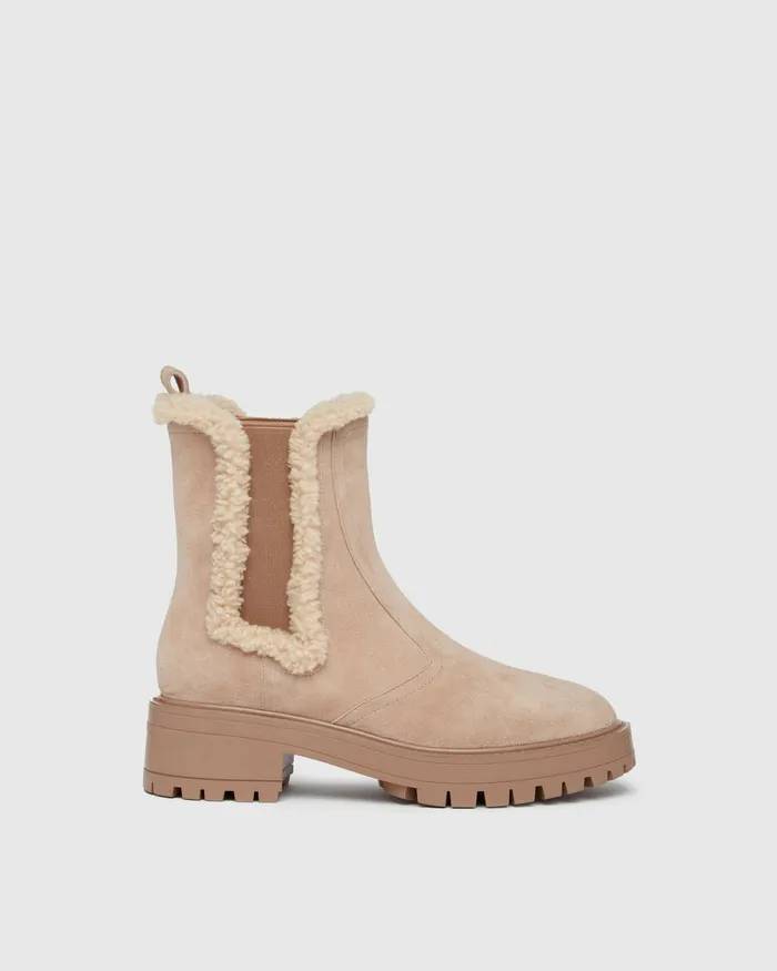 Women Bowie Ankle Boot 8211 Light Tan Suede Boots PAIGE