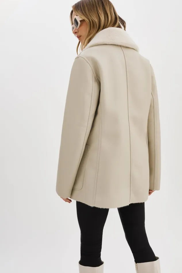 Women CAMILLE Faux Shearling Reversible Coat Ivory LAMARQUE Sherpa Women CAMILLE Faux Shearling Reversible Coat Ivory LAMARQUE Sherpa
