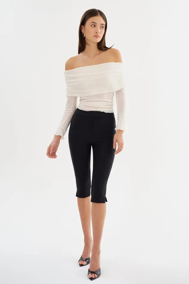 Women CELINE Stretch Twill Capri Black LAMARQUE Pants and Shorts
