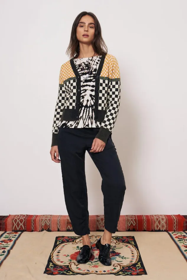 Women Check Black Chalk Mawali Cardigan Raquel Allegra Sweaters and Knits