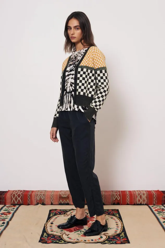 Women Check Black Chalk Mawali Cardigan Raquel Allegra Sweaters and Knits