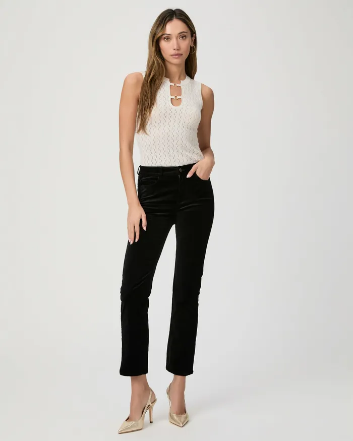 Women Cindy Straight Pant 8211 Black Velvet Pants PAIGE