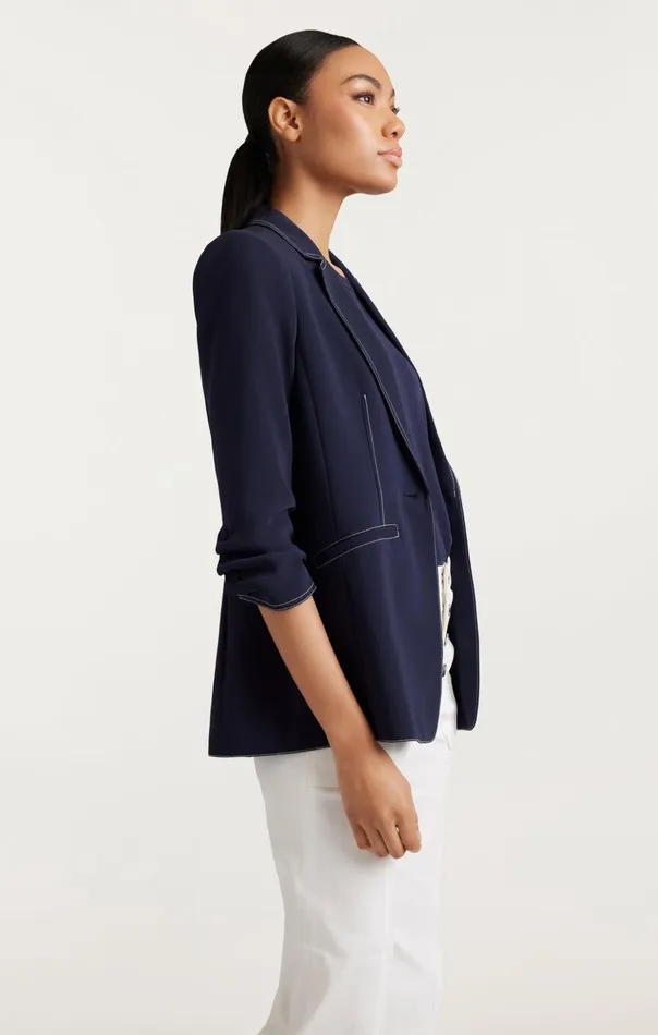 Women Cinq Sept Blazers Crepe Khloe Blazer Navyivory