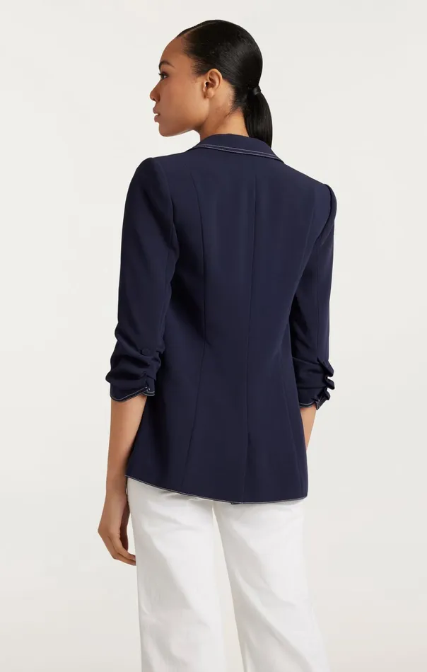 Women Cinq Sept Blazers Crepe Khloe Blazer Navyivory