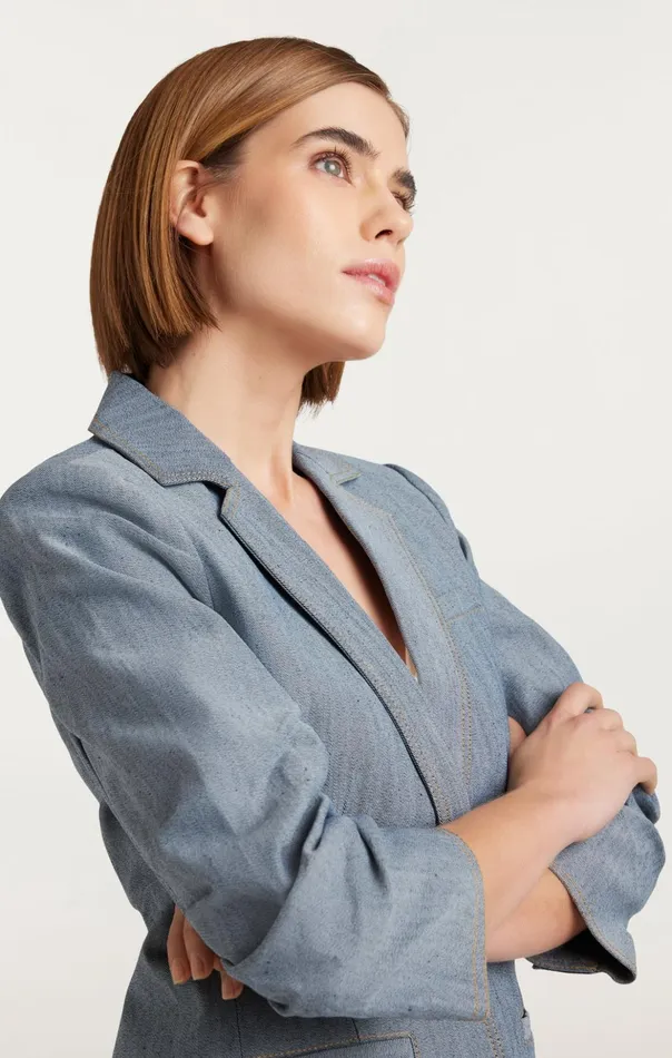 Women Cinq Sept Blazers Denim Khloe Blazer Light Indigo