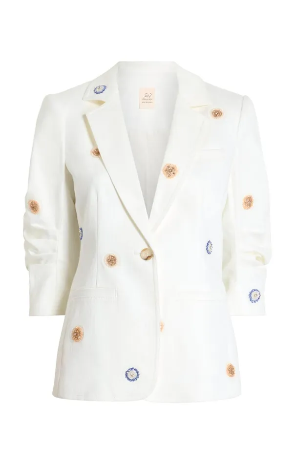 Women Cinq Sept Blazers Ditsy Dots Denim Khloe Blazer White