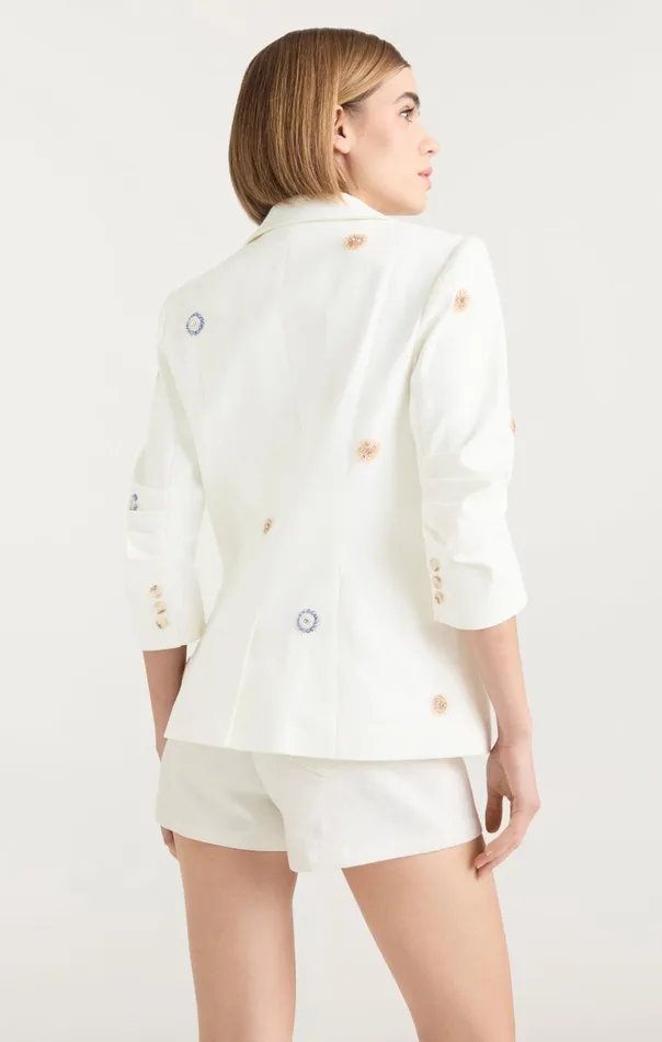 Women Cinq Sept Blazers Ditsy Dots Denim Khloe Blazer White