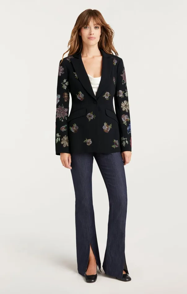 Women Cinq Sept Blazers Heatset Pansy Garden Cheyenne Blazer Blackmulti